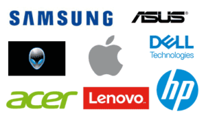 Major brand computer repair Prescott, AZ - HP, Lenovo, Acer, Dell, Apple, Alienware, Asus, Samsung - Logos